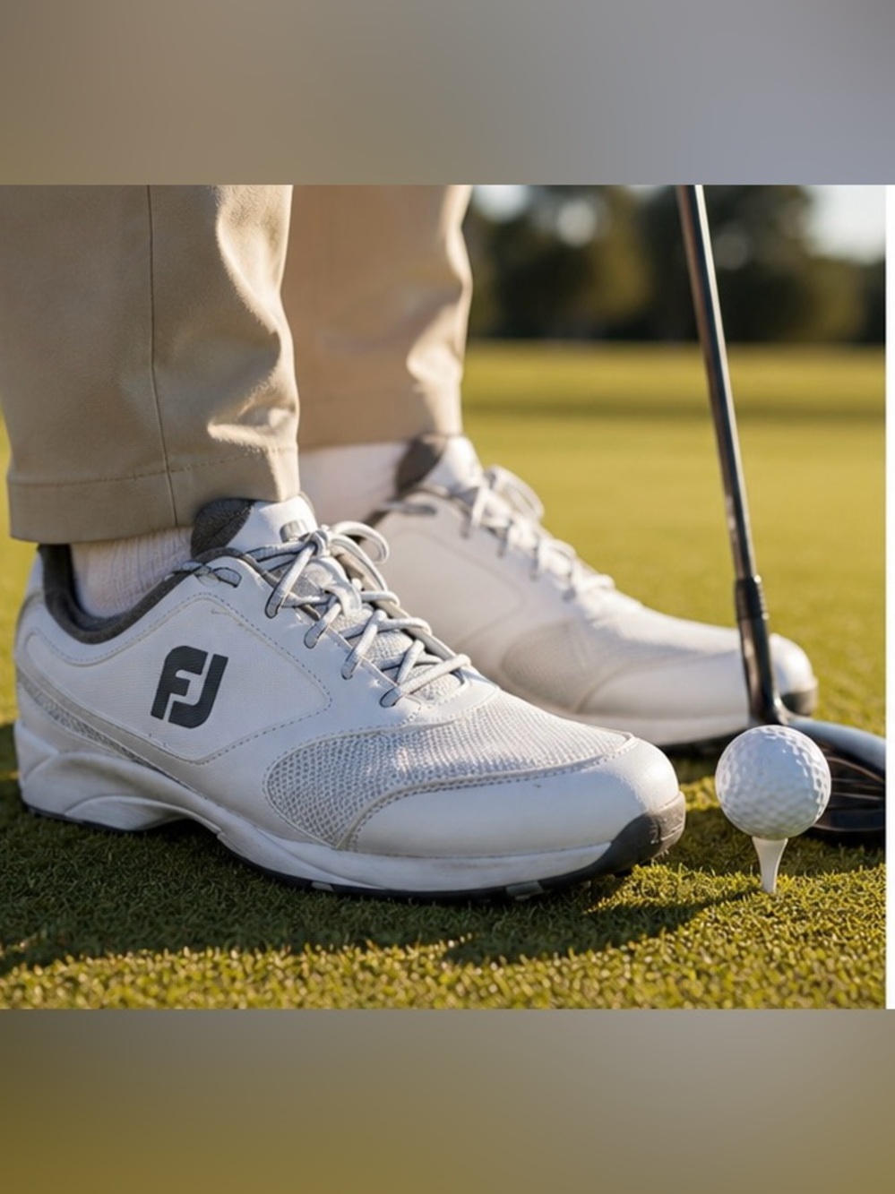 FootJoy Golf Shoes Men’s Size 9M White Gray Spikeless Athletic Golf Sneakers FJ